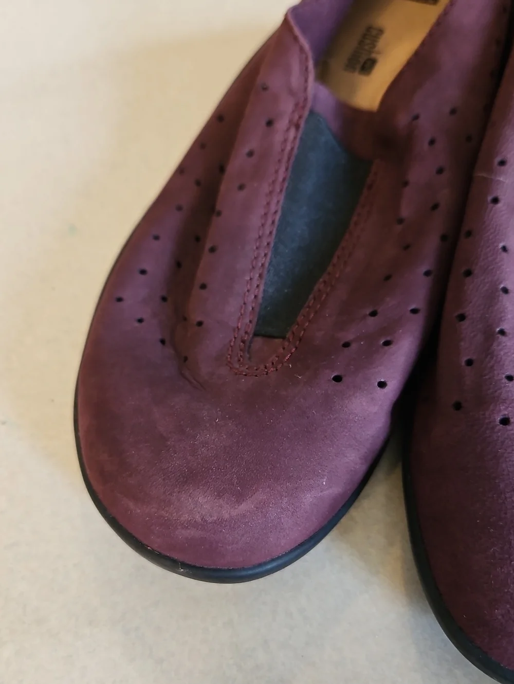 Clarks Eggplant Leather Loafers